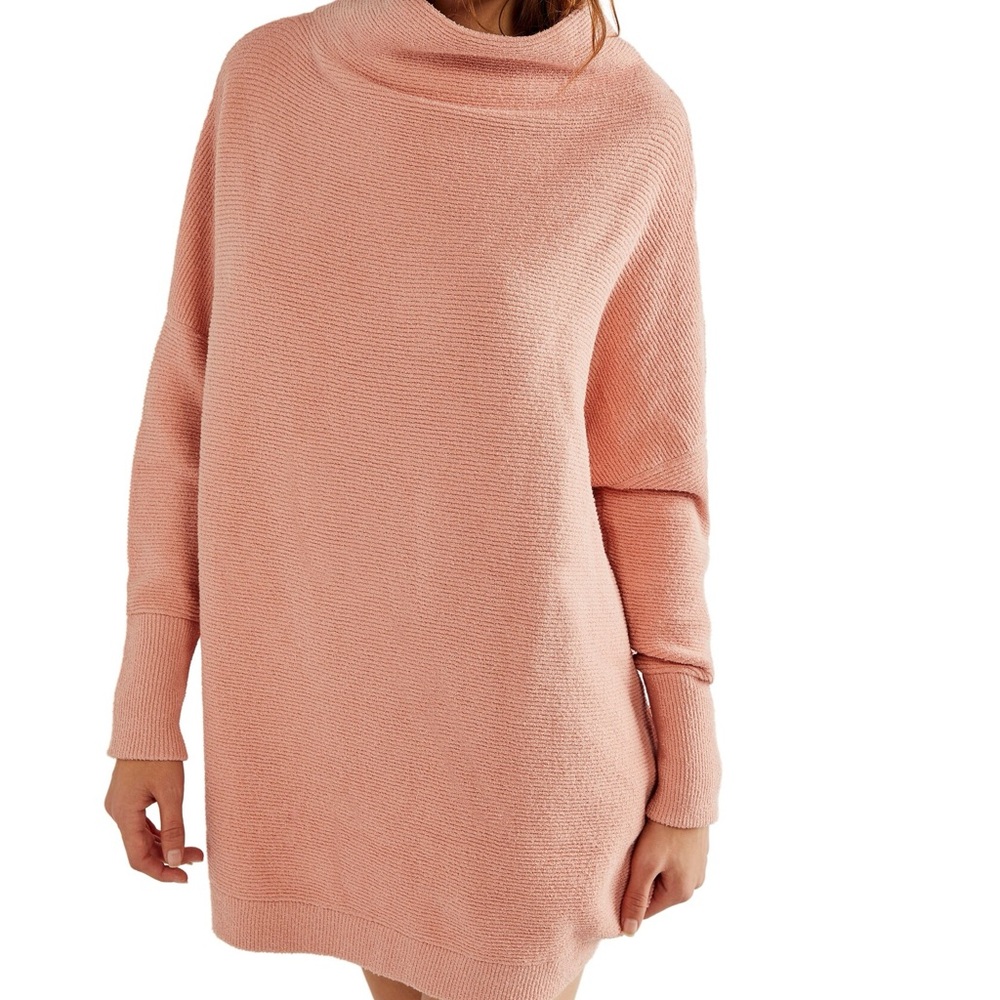 Free People Ottoman Dusty Pink Slouchy, Ribbed Sweater Tunic Size M